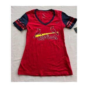 Nike Women's St. Louis Cardinals V-Neck T-Shirt Red Size S Baseball MLB Athletic